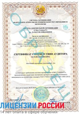 Образец сертификата соответствия аудитора №ST.RU.EXP.00014299-1 Менделеевск Сертификат ISO 14001